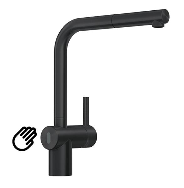 Franke Robinet de cuisine à capteur noir brossé Atlas Neo avec bec rétractable 115.0625.527