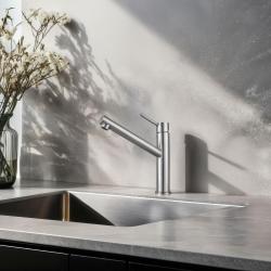 Franke Orbit robinet de cuisine haut en inox massif avec bec pivotant en inox 115.0600.928