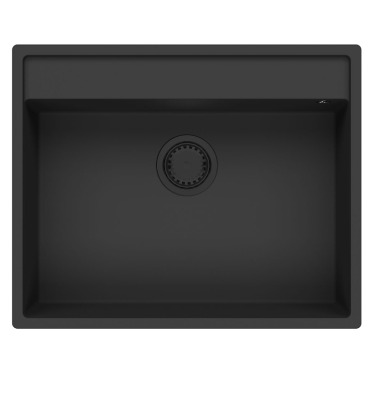 GraniteMy Bremen évier en granit 64x52 cm noir à poser, à encastrer et à fleur avec trou de robinet 1208953874
