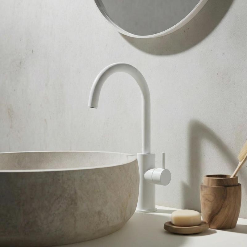 Robinet de lavabo Waterevolution Flow, modèle haut, blanc mat T1121FUBR