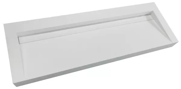 Plan vasque Solid-S Quatra en solid surface, finition blanc mat, sans trou pour robinet, avec cache solide, dimensions L120xP45xH8, référence 1208953901.