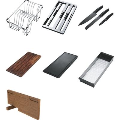 Franke Box Center BWX220-54-27 évier en inox gauche avec planche à découper, set de couteaux et panier 86x51cm 127.0572.261