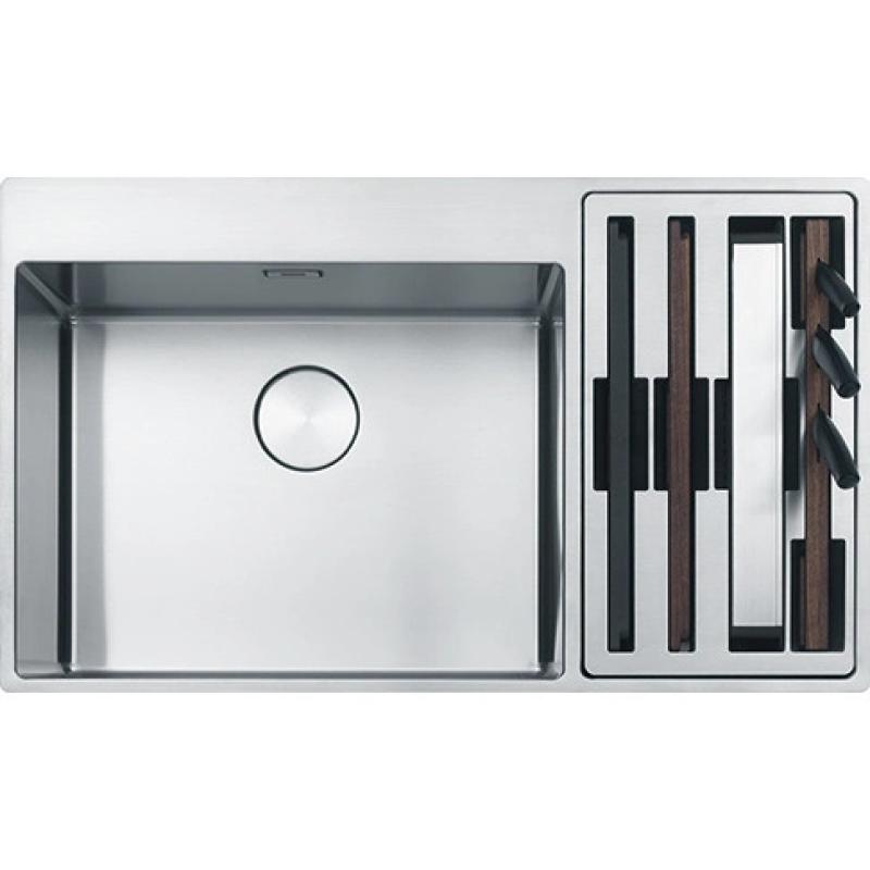 Franke Box Center BWX220-54-27 évier en inox gauche avec planche à découper, set de couteaux et panier 86x51cm 127.0572.261