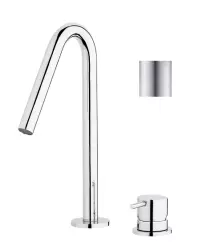 Waterevolution Flow Robinet de lavabo 2 trous entièrement en acier inoxydable avec petit bec V 127mm T1121VIE