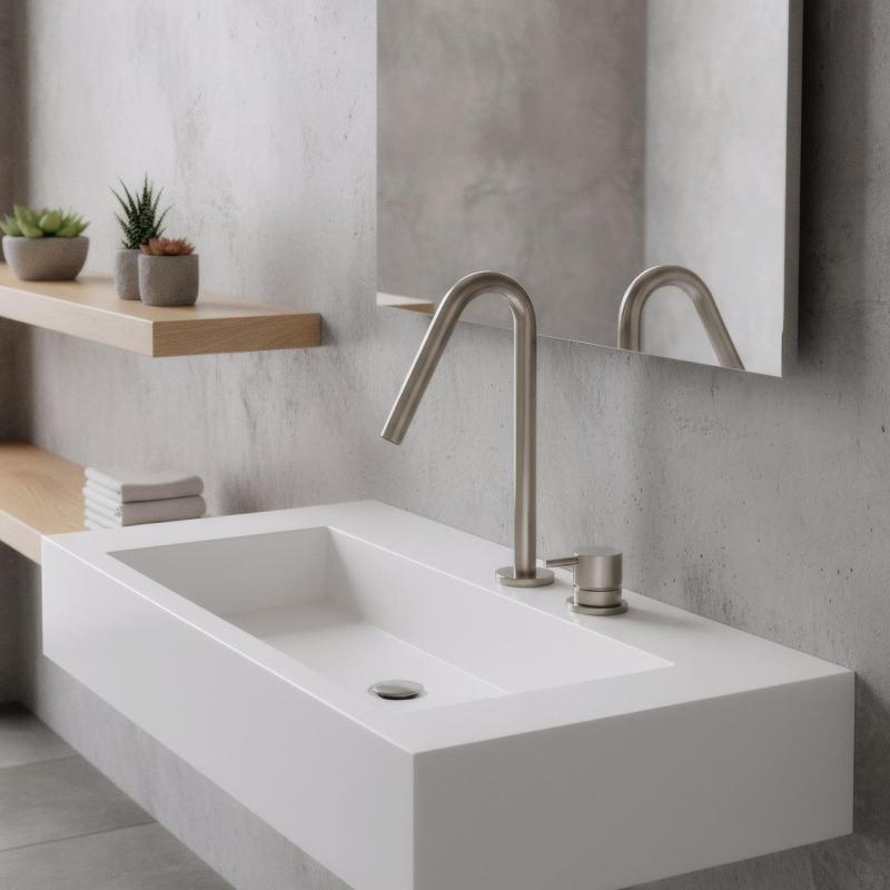 Waterevolution Flow Robinet de lavabo 2 trous entièrement en inox avec petit bec V 127mm T1121VIE