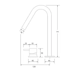 Waterevolution Flow robinet de lavabo 2 trous chromé avec bec haut V 227mm T1122V01