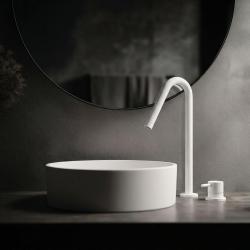 Waterevolution Flow robinet de lavabo 2 trous blanc avec bec haut V 227mm T1122VBR