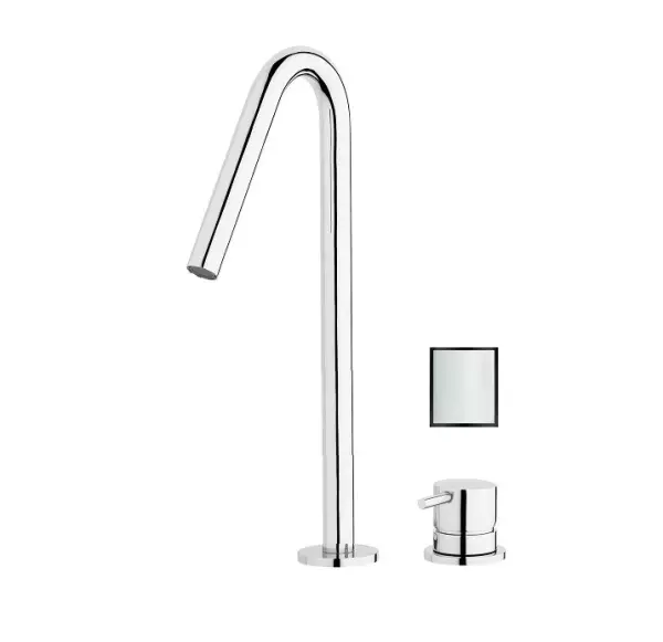 Waterevolution Flow robinet de lavabo 2 trous blanc avec bec haut V 227mm T1122VBR