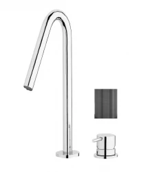 Waterevolution Flow Robinet de lavabo 2 trous PVD Gun Métal avec bec haut V 227mm T1122VGME