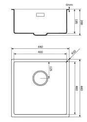 Lorreine noir Quartz Evier 40x40cm à fleur de plan ou sous plan noir avec panier pour bonde en cuivre 1208954019