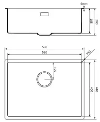 Lorreine noir Quartz Evier 55x40cm à fleur de plan ou sous plan noir avec panier pour bonde en cuivre 1208954022