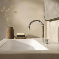 Waterevolution Flow robinet de lavabo 2 trous chromé avec bec bas U 113mm T1121U01