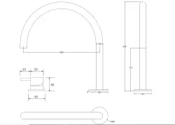 Waterevolution Flow Robinet de lavabo 2 trous entièrement en acier inoxydable avec bec bas U 113mm T1121UIE