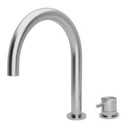 Waterevolution Flow Robinet de lavabo 2 trous entièrement en inox avec bec bas U 113mm T1121UIE