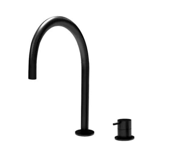 Waterevolution Flow robinet de lavabo 2 trous noir avec bec bas U 113mm T1121UPR