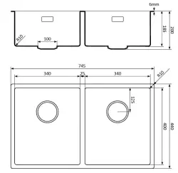 Lorreine noir Quartz Double évier 3434cm sous plan ou en surface avec panier pour bonde or 1208954057