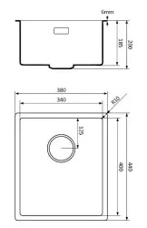 Lorreine noir Evier en quartz 34x40cm sous plan ou à fleur de plan avec panier inox 1208954064