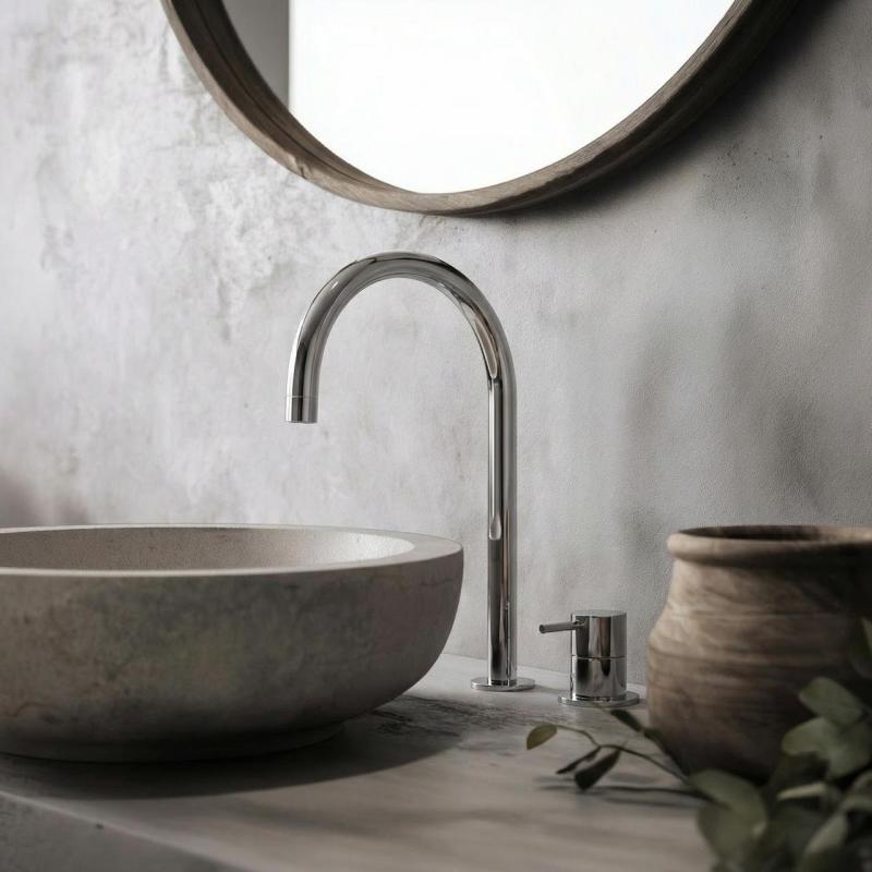 Waterevolution Flow robinet de lavabo 2 trous chromé avec bec bas U 213mm T1122U01