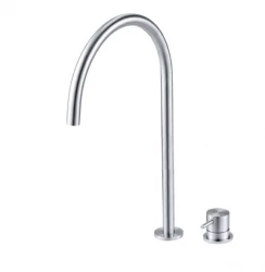 Waterevolution Flow Robinet de lavabo 2 trous entièrement en acier inoxydable avec bec haut U 213mm T1122UIE