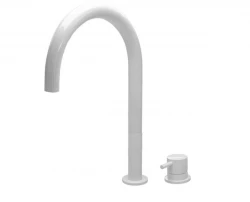 Waterevolution Flow robinet de lavabo 2 trous blanc avec bec haut U 213mm T1122UBR