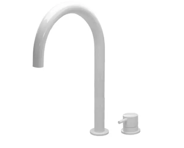 Waterevolution Flow robinet de lavabo 2 trous blanc avec bec haut U 213mm T1122UBR