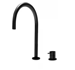 Waterevolution Flow robinet de lavabo 2 trous noir avec bec haut U 213mm T1122UPR