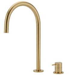 Waterevolution Flow robinet de lavabo 2 trous laiton brossé avec bec haut U 213mm T1122ULE
