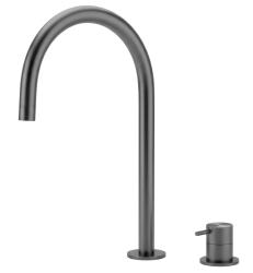 Robinet de lavabo Waterevolution Flow 2 trous PVD Gun Metal avec bec haut 200 mm T1122UGME