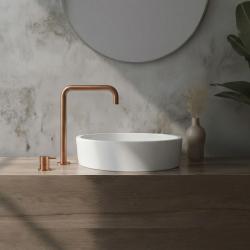 Waterevolution Flow Robinet de lavabo 2 trous bec haut 222 PVD Cuivre brossé T122HCPE