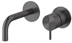Robinet de lavabo encastré Watervolution Flow PVD Gun Metal avec bec de 10 cm T116BME-10