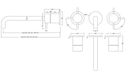 Waterevolution Flow Mélangeur lavabo encastrable 3 trous Acier inoxydable avec bec 10cm T1163FIE-10