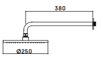 Waterevolution Flow Douche de tête 250mm avec raccord mural Cuivre PVD T164125CPE