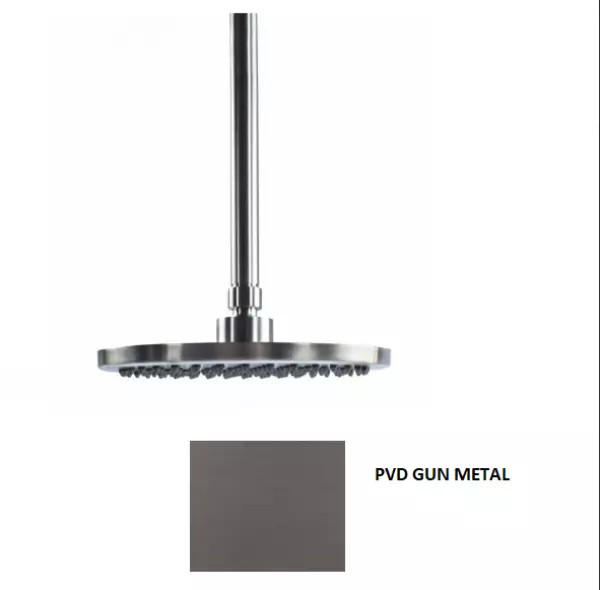 Waterevolution Flow Douche de tête 250mm avec raccord au plafond PVD Gun Metal T164225GME