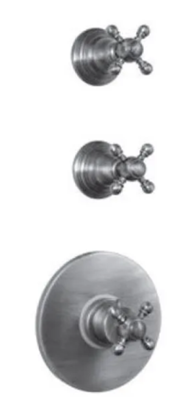 PB Classic Thermostat de douche encastré nostalgique avec 2 robinets d'arrêt aspect inox
