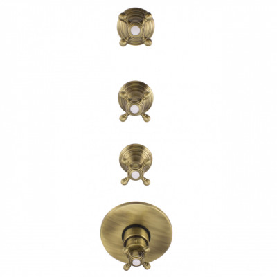 PB Classic Nostalgic thermostat encastrable pour douche avec 3 vannes d'arrêt couleur bronze