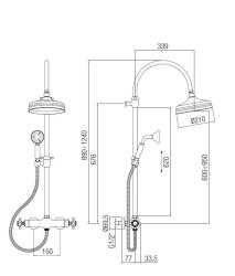 Colonne de douche PB Classic avec mitigeur thermostatique et douche pluie chrome