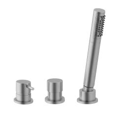 Waterevolution Flow Mitigeur de baignoire 3 trous pour montage sur le rebord de la baignoire inox T138SBIE