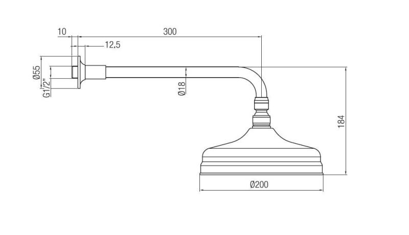 PB nostalgique Douche de tête 20cm avec anti-calcaire et bras de douche Bronze