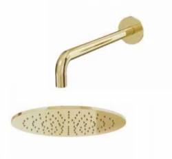 Waterevolution Flow Douche de tête 250mm avec raccord mural Or Clair