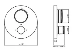 SB Push Round mitigeur thermostatique encastré avec inverseur à bouton poussoir et régulateur de débit acier inoxydable 1208955060