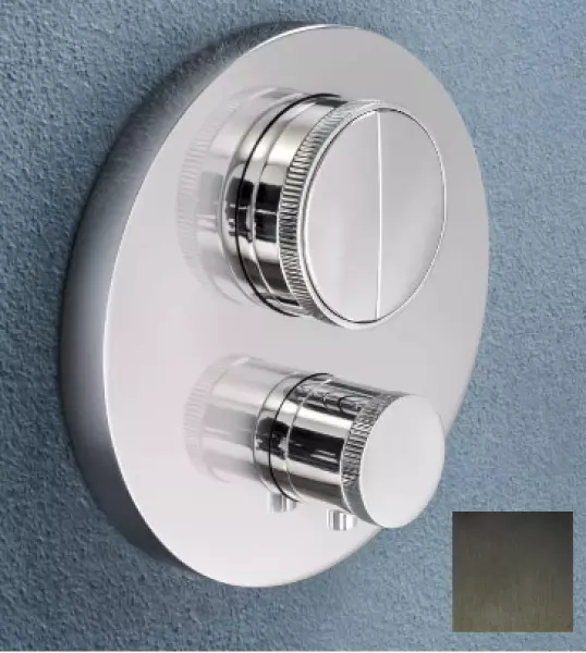 SB Push Mitigeur thermostatique encastré avec inverseur à bouton-poussoir et régulateur de débit PVD Gun metal brossé 1208955073