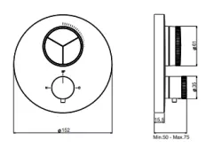 SB Push Round mitigeur thermostatique encastré avec inverseur 3 voies avec bouton poussoir et régulateur de débit acier inoxydable 1208955075