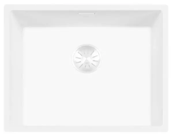 Lorreine 50WQ-FU Evier en Quartz blanc 50x40cm sous plan ou en surface avec panier pour bonde blanc 1208955082