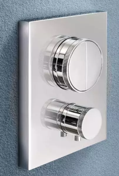 SB Push Mitigeur thermostatique encastré carré avec inverseur à bouton-poussoir et régulateur de débit Chromé 1208955122