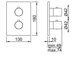 SB Universal Round on Square mitigeur thermostatique encastré avec 2 sorties en acier inoxydable 1208955156