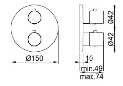 SB Universale Round Mitigeur thermostatique encastré à 2 sorties en acier inoxydable 1208955163