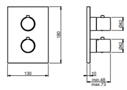 SB Universale Round on Square Mitigeur thermostatique encastré à 2 sorties entièrement en acier inoxydable 316 1208955192