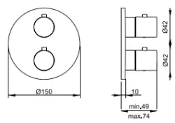 SB Universale Round Mitigeur thermostatique encastré à 2 sorties entièrement en acier inoxydable 316 1208955193