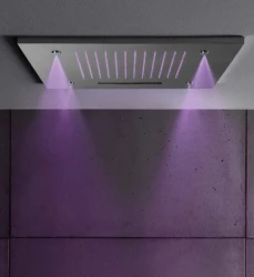 SB Chromothérapie Douche pluie encastrée 3 jets 50x50 cm tout inox 1208955444