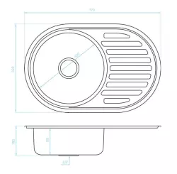 Ausmann Basic évier rond avec égouttoir en acier inoxydable 77x50 cm avec siphon 1208955523